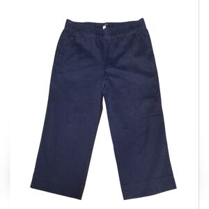 J Crew Women's Wide-leg Cropped Knit Pants Navy Blue Pull-On BH357 Size XL